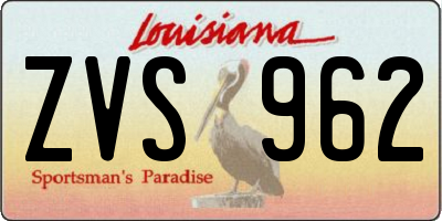 LA license plate ZVS962