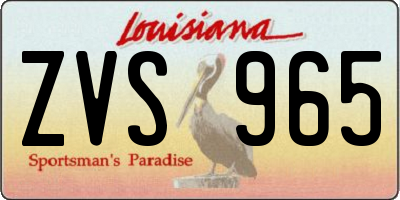 LA license plate ZVS965