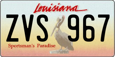 LA license plate ZVS967