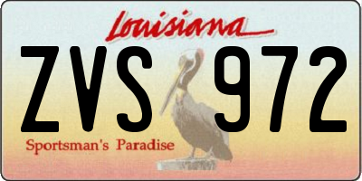 LA license plate ZVS972