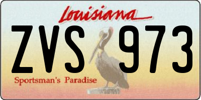 LA license plate ZVS973
