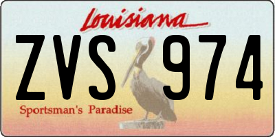 LA license plate ZVS974