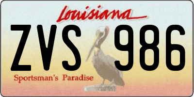 LA license plate ZVS986