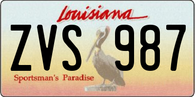 LA license plate ZVS987