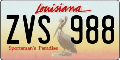 LA license plate ZVS988