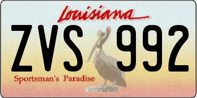 LA license plate ZVS992