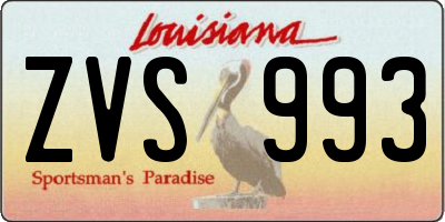 LA license plate ZVS993