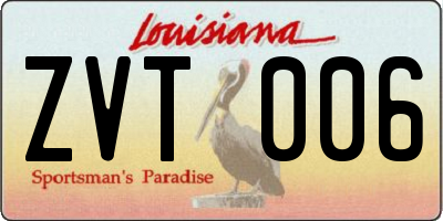 LA license plate ZVT006
