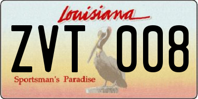LA license plate ZVT008