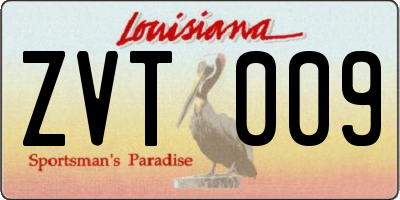 LA license plate ZVT009