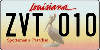 LA license plate ZVT010