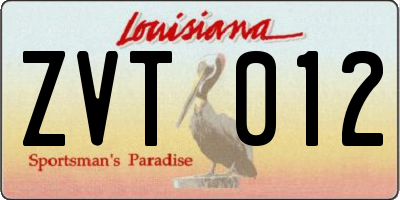LA license plate ZVT012