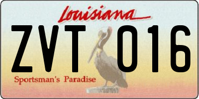 LA license plate ZVT016