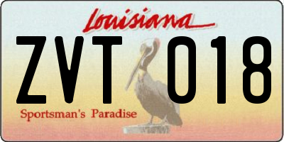 LA license plate ZVT018