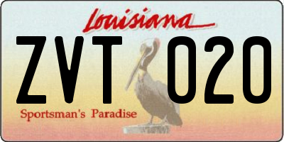 LA license plate ZVT020