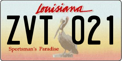 LA license plate ZVT021