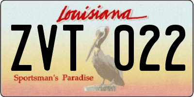 LA license plate ZVT022