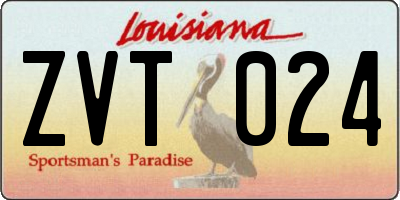 LA license plate ZVT024