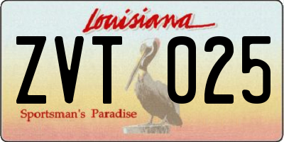 LA license plate ZVT025