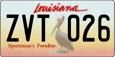 LA license plate ZVT026