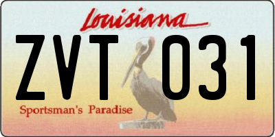 LA license plate ZVT031