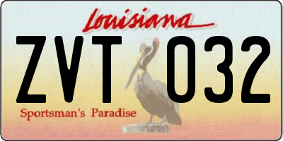 LA license plate ZVT032