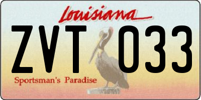 LA license plate ZVT033