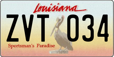 LA license plate ZVT034