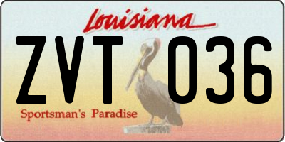 LA license plate ZVT036