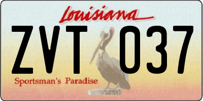 LA license plate ZVT037