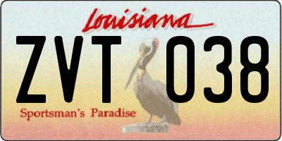 LA license plate ZVT038