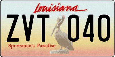 LA license plate ZVT040