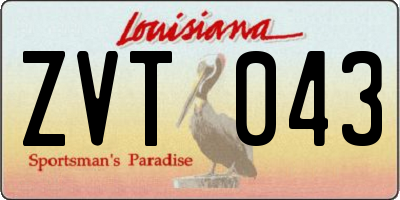 LA license plate ZVT043