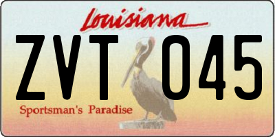 LA license plate ZVT045