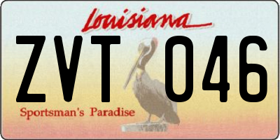 LA license plate ZVT046