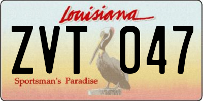 LA license plate ZVT047