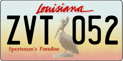 LA license plate ZVT052