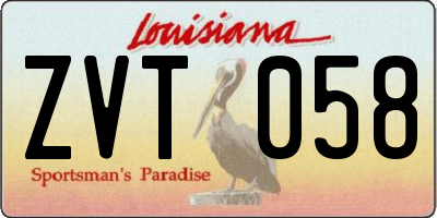 LA license plate ZVT058