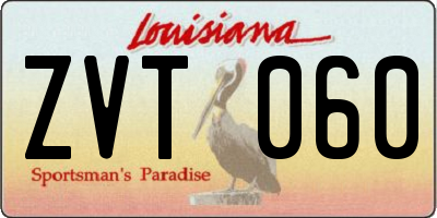 LA license plate ZVT060