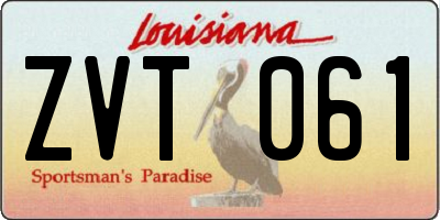 LA license plate ZVT061