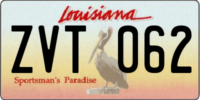 LA license plate ZVT062