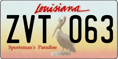 LA license plate ZVT063