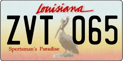 LA license plate ZVT065
