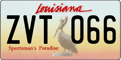 LA license plate ZVT066