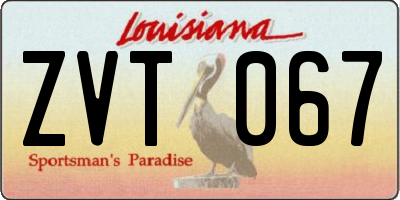 LA license plate ZVT067