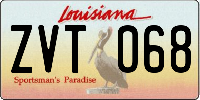 LA license plate ZVT068
