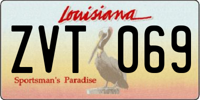 LA license plate ZVT069