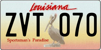 LA license plate ZVT070