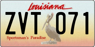 LA license plate ZVT071