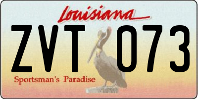 LA license plate ZVT073